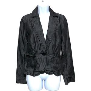 Level 99 One Button Denim Blazer Jacket Womens M Business Casual Professional